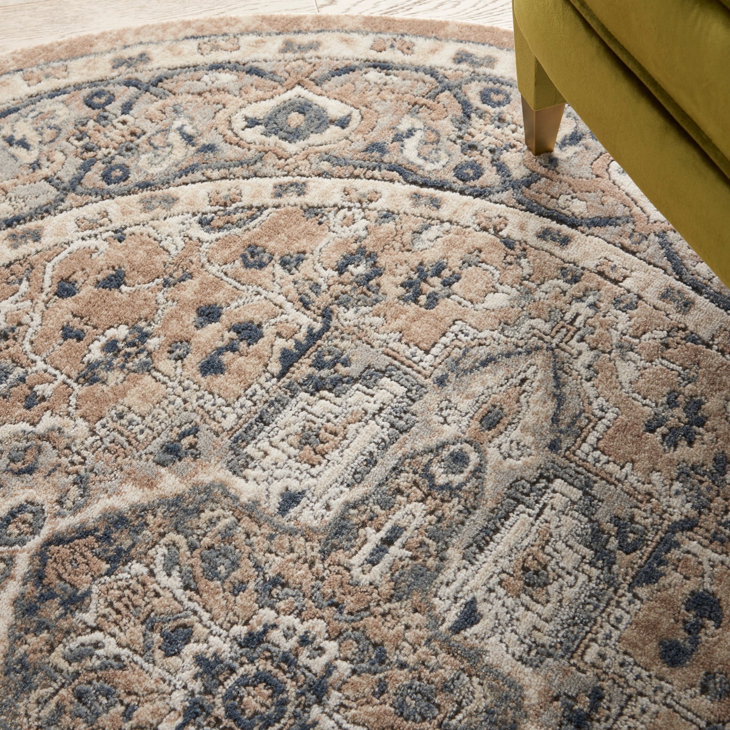 Nourison Quarry 5'3" x Round Beige Grey Farmhouse Indoor Rug