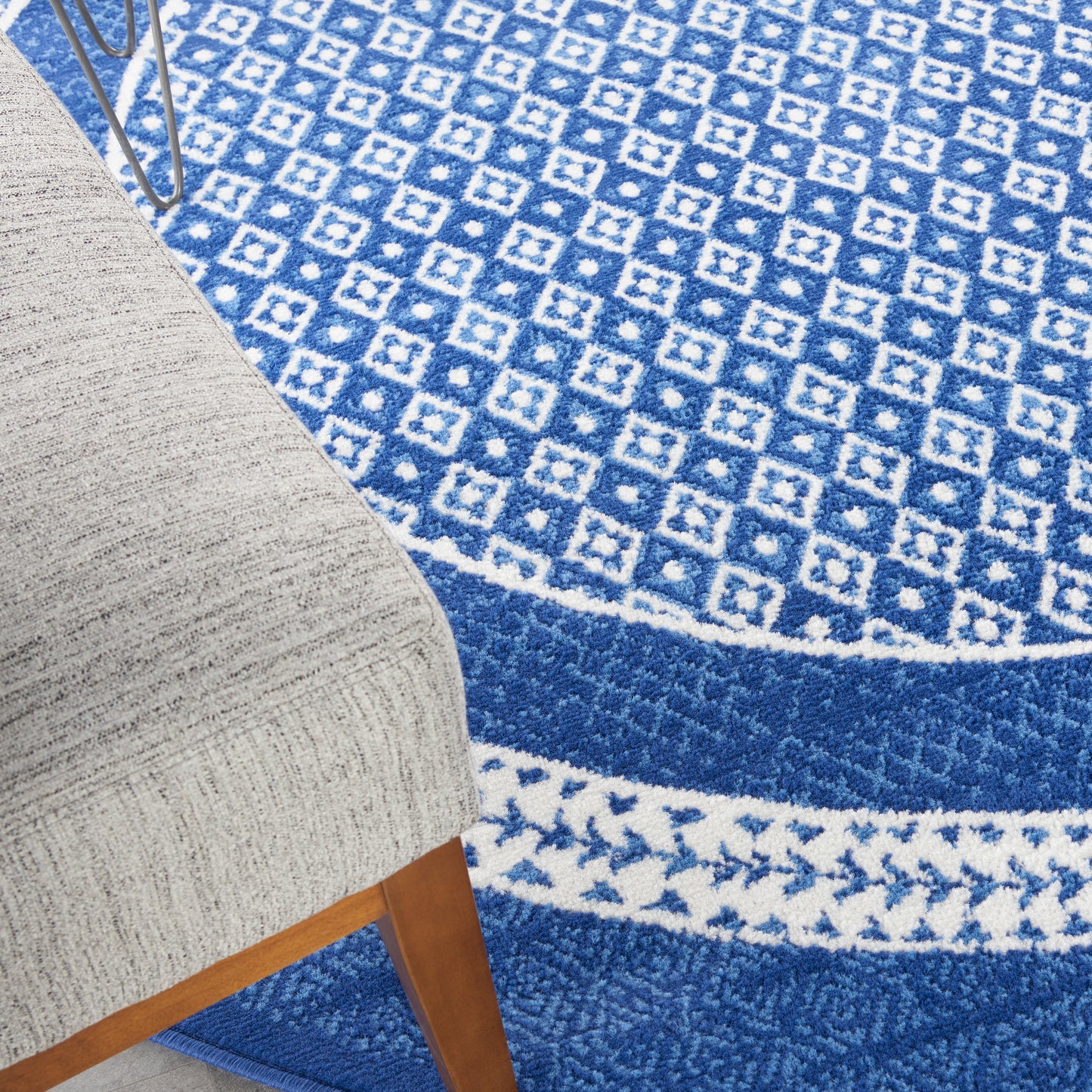 Nourison Whimsicle 8' x Round Navy Farmhouse Indoor Rug