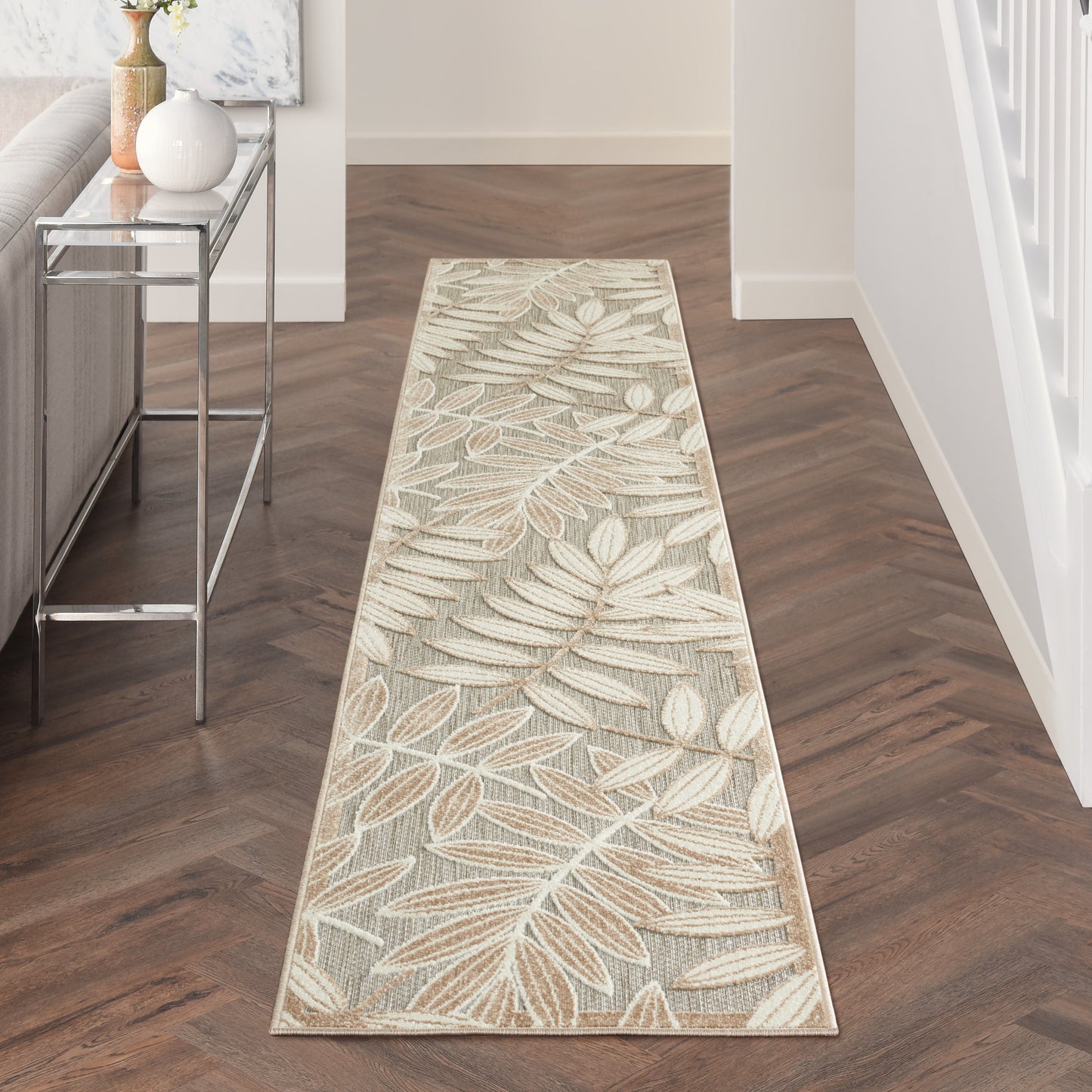 Nourison Aloha 2'3" x 12' Natural Tropical Rug
