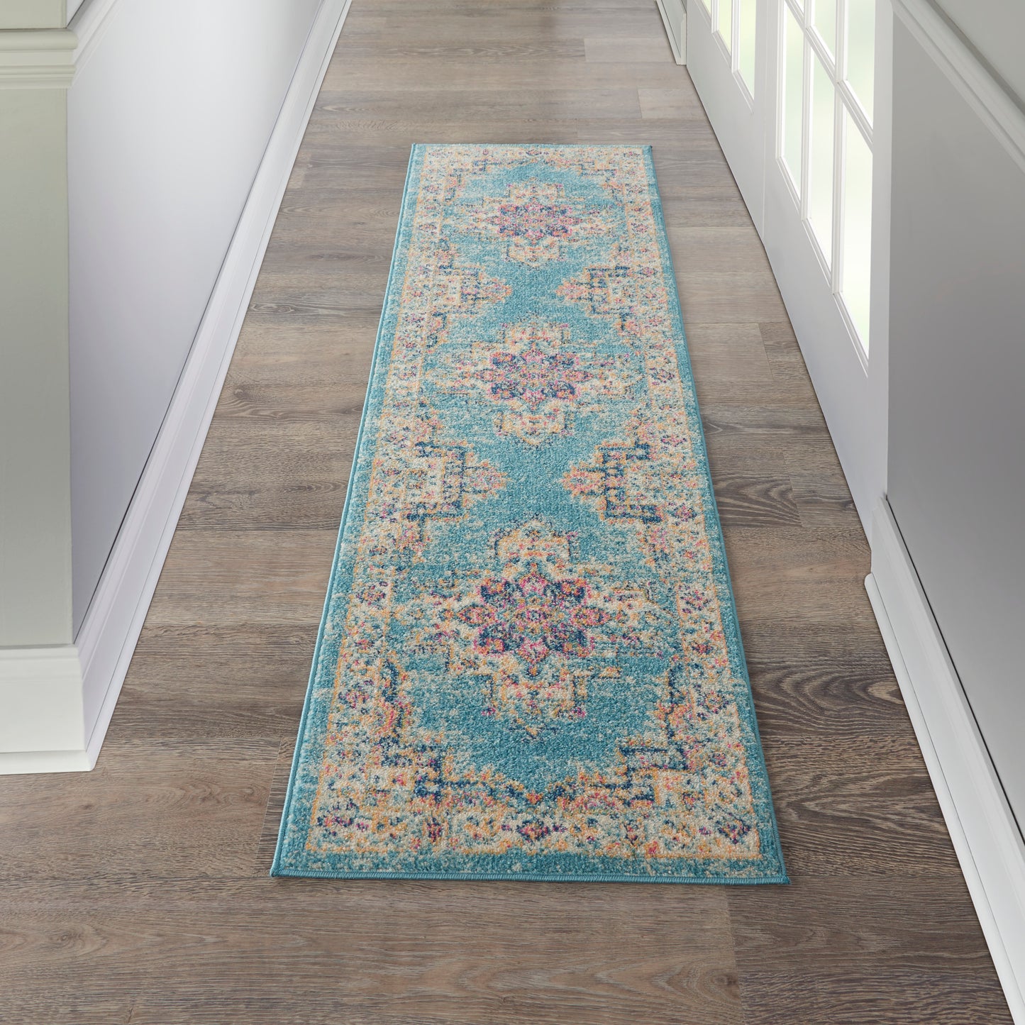 Nourison Passion 2'2" x 7'6" Light Blue Bohemian Indoor Rug