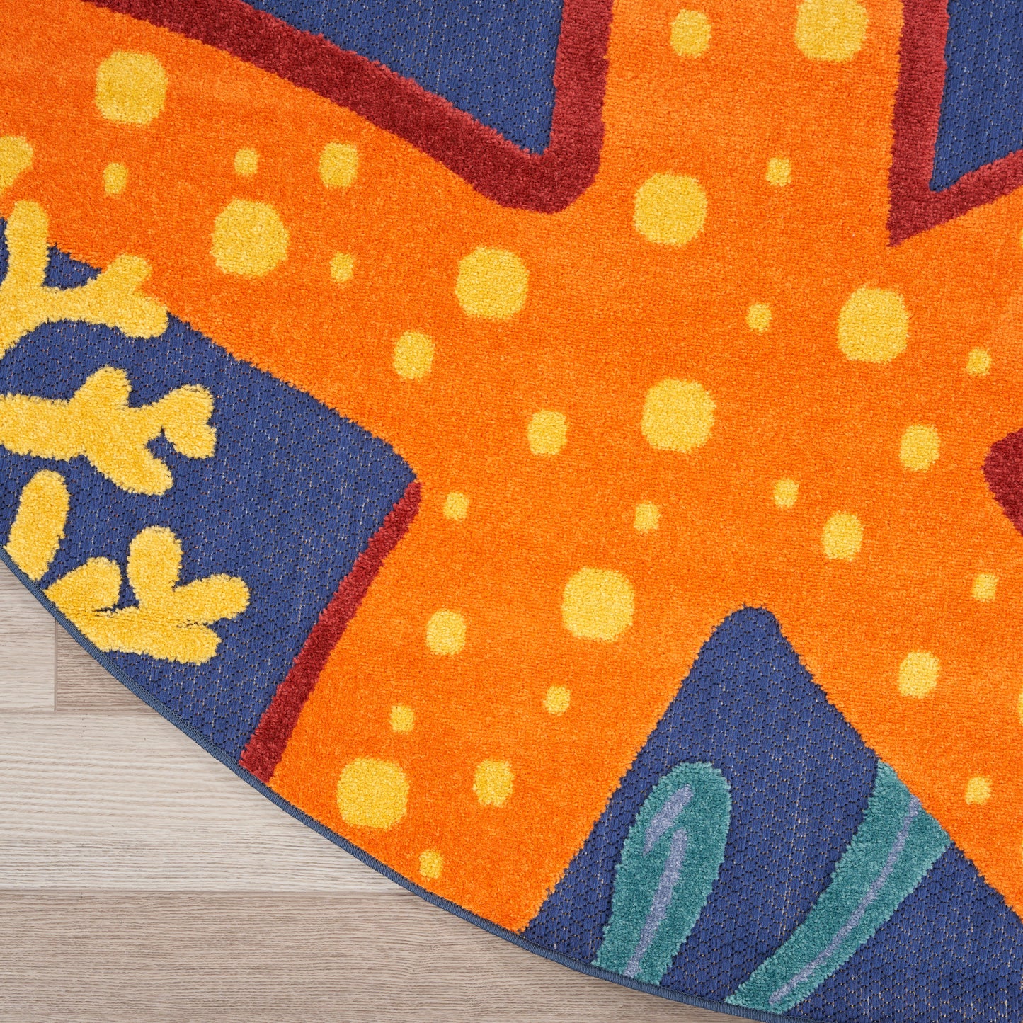 Nourison Aloha 5'3" x Round Navy Multicolor Outdoor Rug