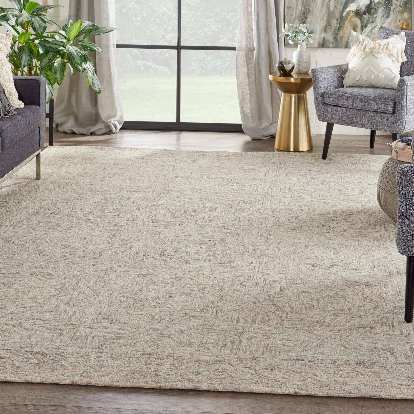 Nourison Interlock 8' x 10'6" Blue Ivory Bohemian Indoor Rug