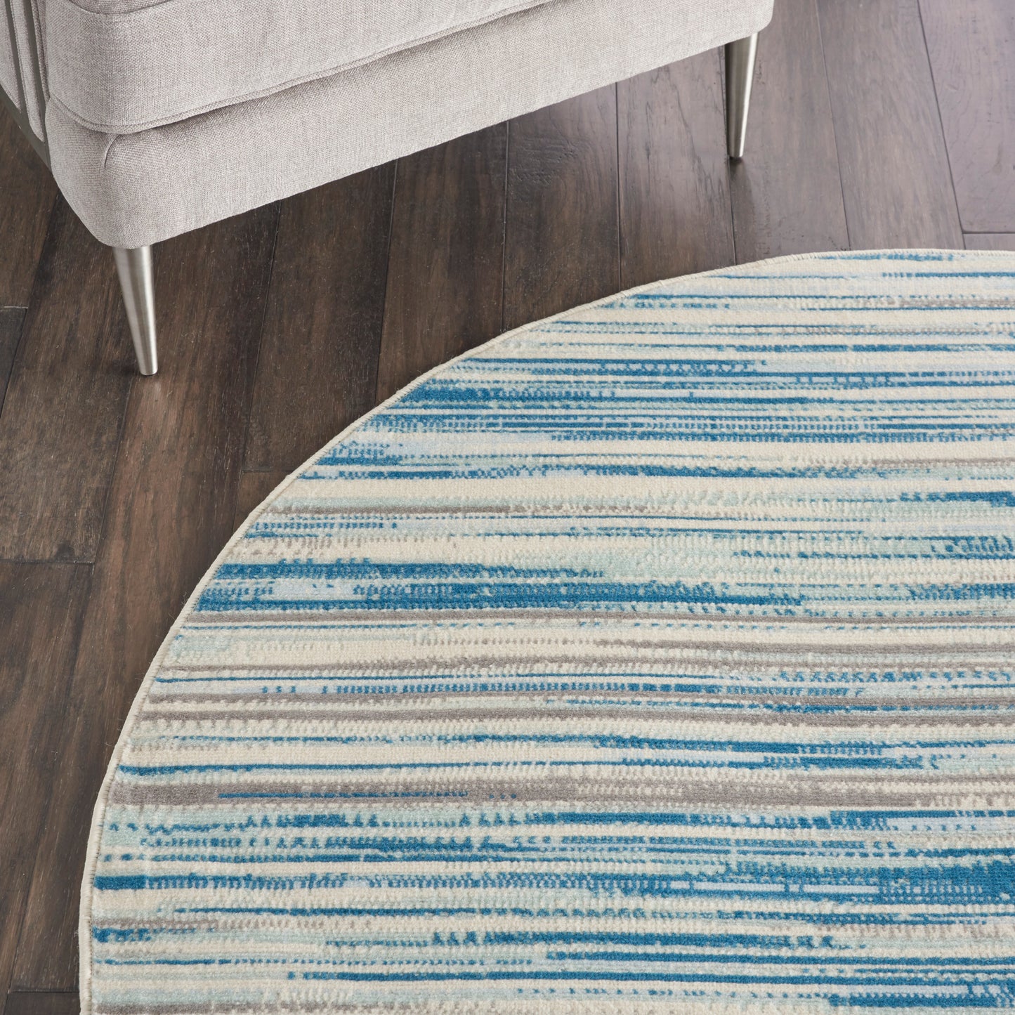 Nourison Jubilant 5'3" x Round Blue Modern Indoor Rug