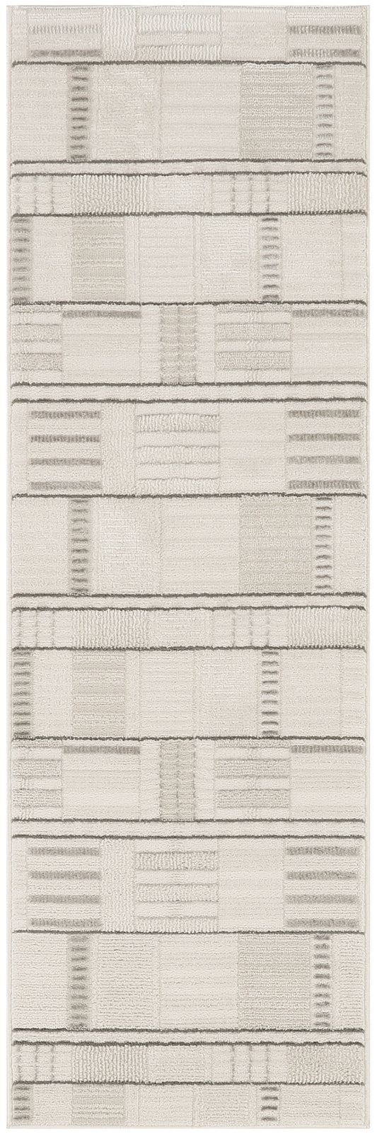 Nourison Nordic 2' x 6' Ivory Grey Modern Indoor Rug