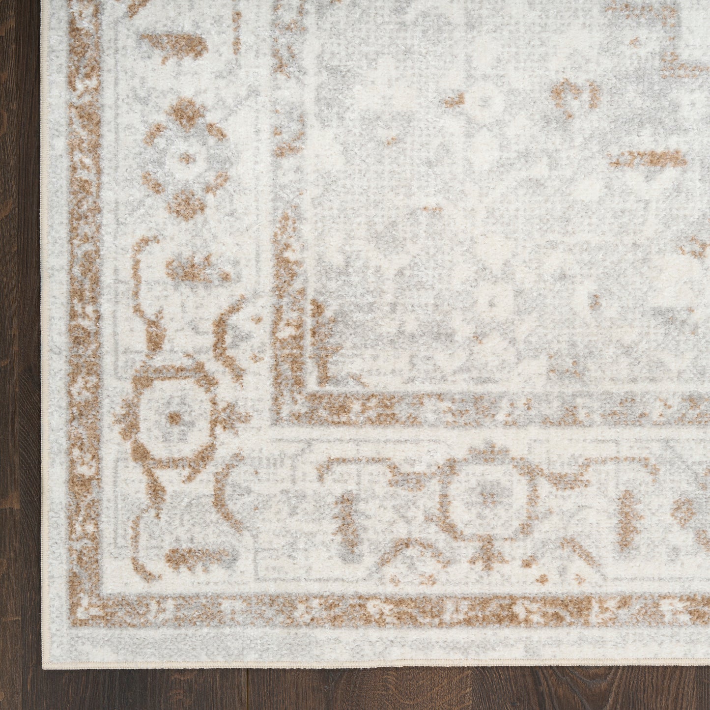 Nourison Astra Machine Washable 4' x 6' Grey Vintage Indoor Rug