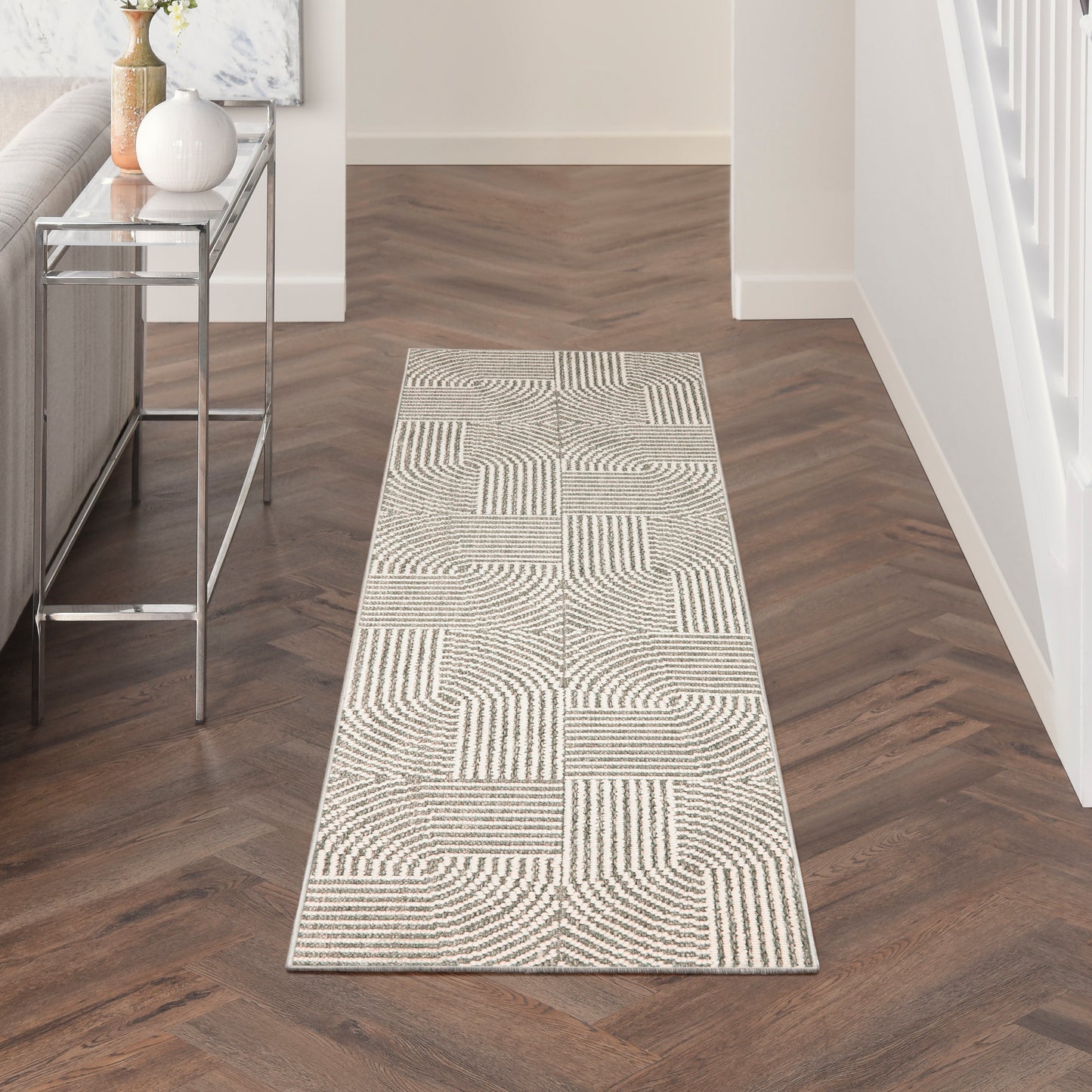 Nourison Natural Texture 2'3" x 7'6" Grey Ivory Modern Indoor Rug