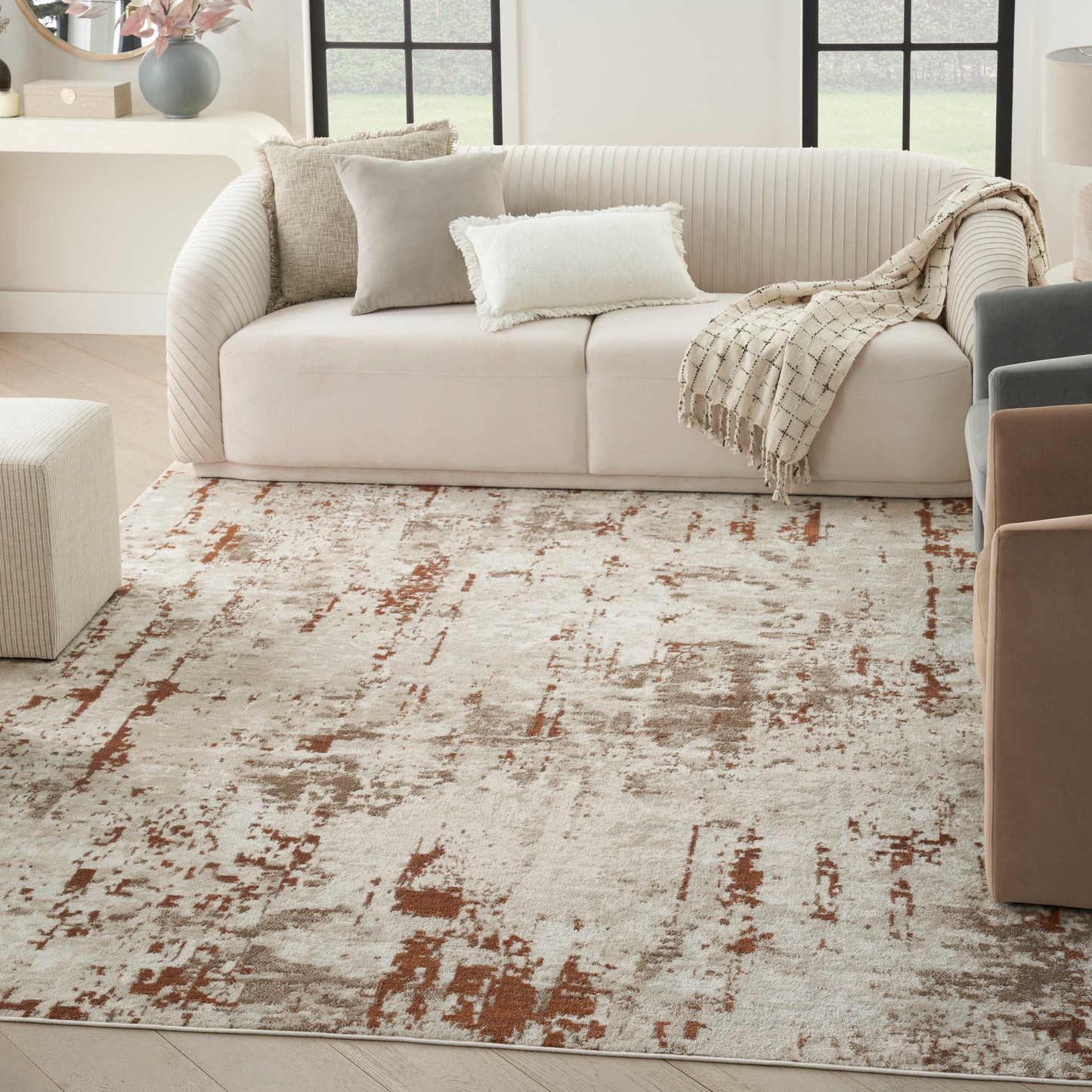 Nourison Quarry 6' x 9' Ivory Rust Modern Indoor Rug