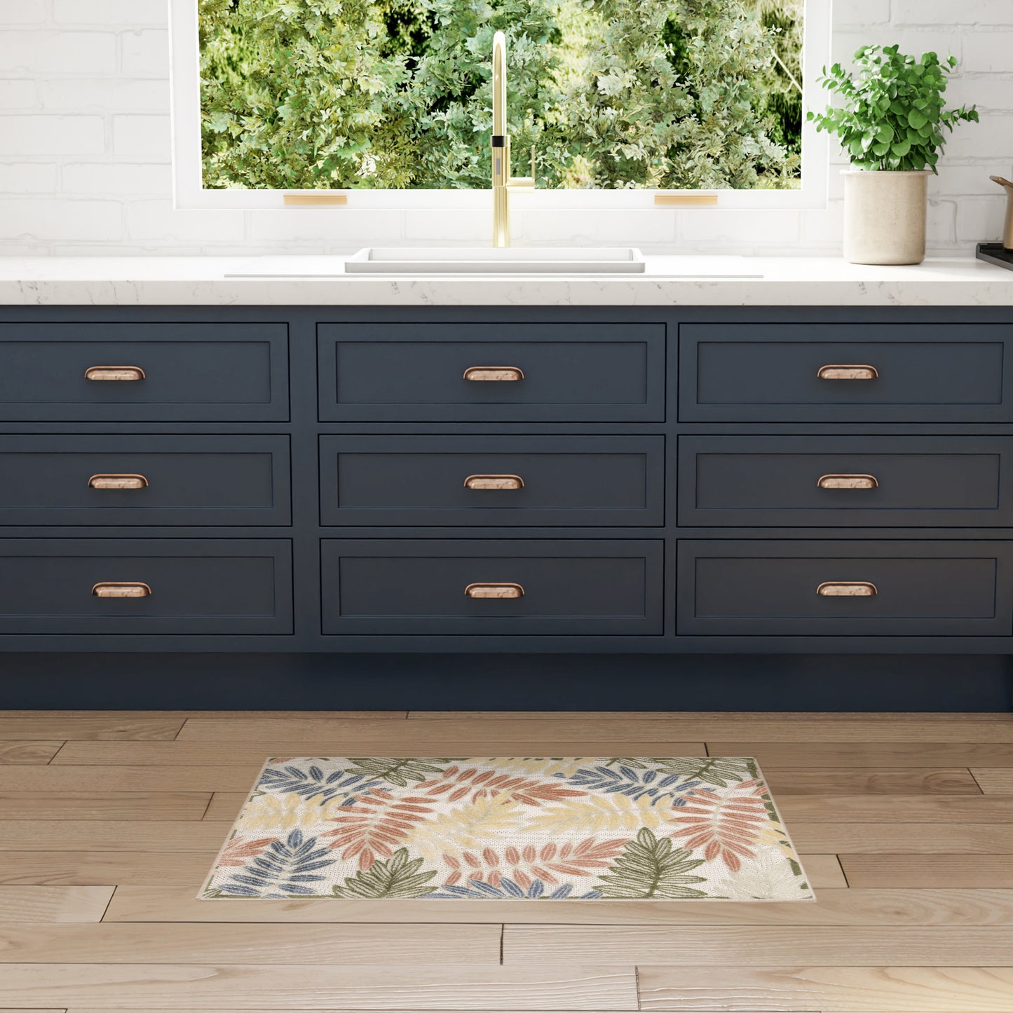 Nourison Aloha 2'8" x 4' Ivory Rose Modern Rug