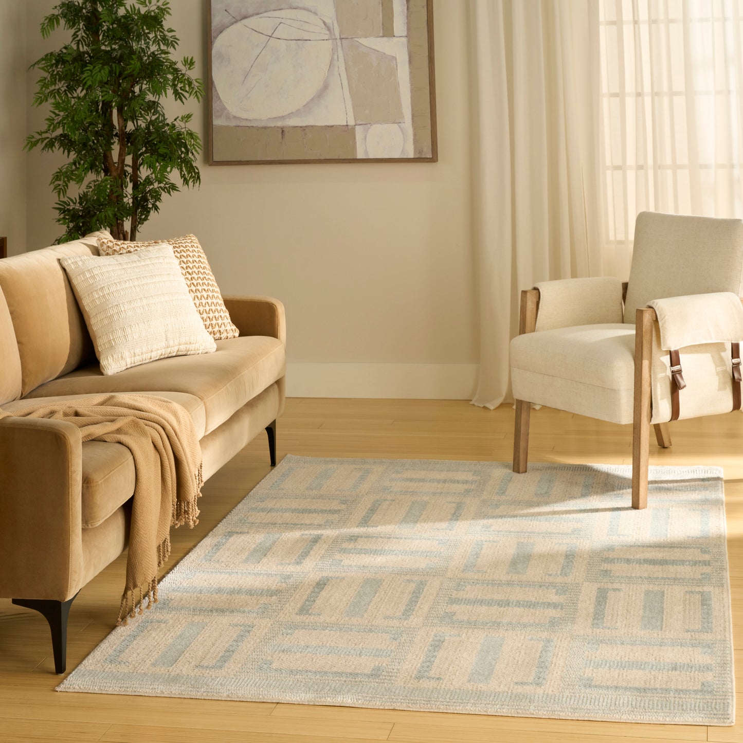 Nourison Nordic 5' x 7' Ivory Blue Modern Indoor Rug