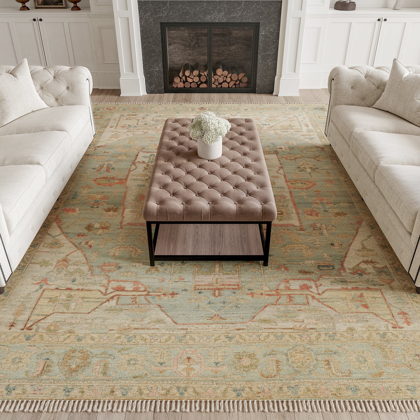 Nourison Heritage Vine 8' x 10' Light Blue Vintage Indoor Rug