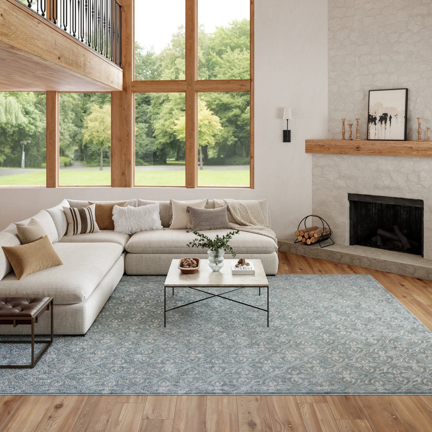 Nourison Washable Charm 9' x 12' Blue Ivory Contemporary Indoor Rug