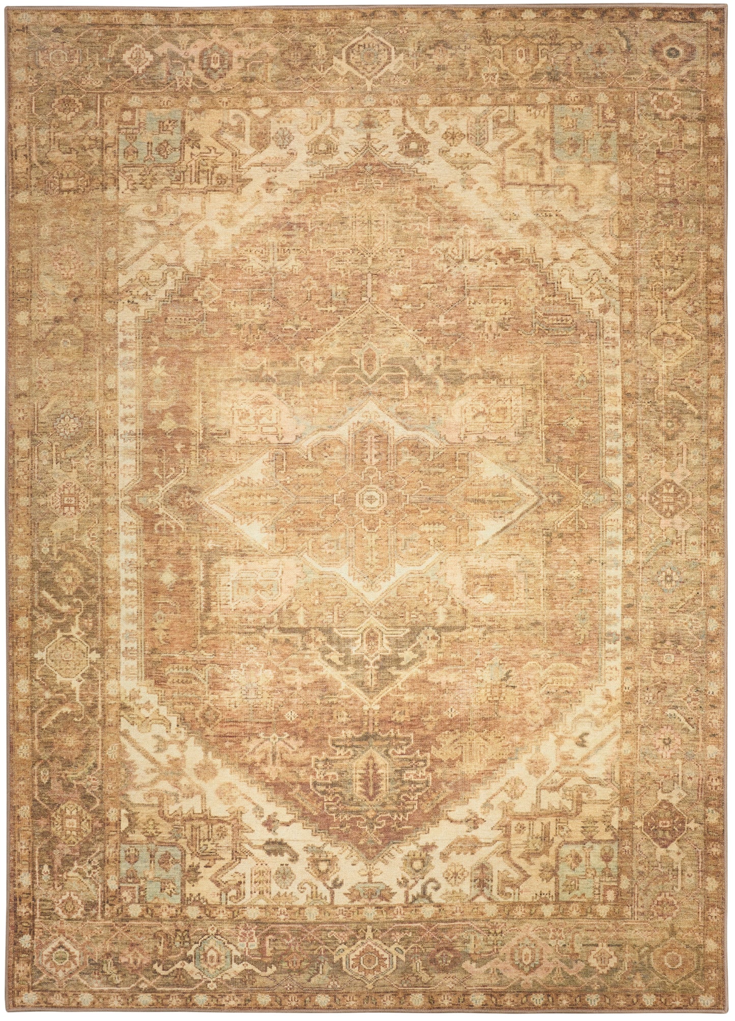 Nourison Vintage Washables 5'3" x 7'3" Gold Vintage Indoor Rug