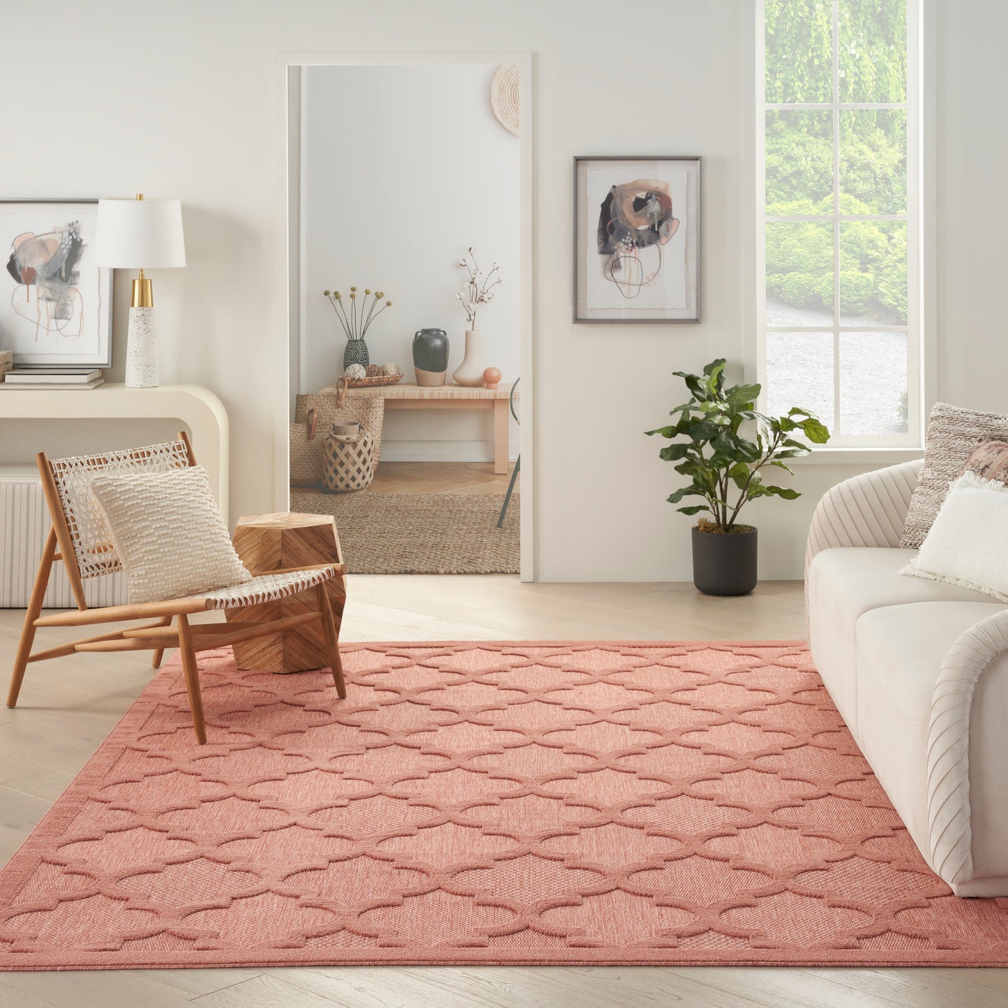 Nourison Easy Care 9' x 12' Coral Orange Modern Rug