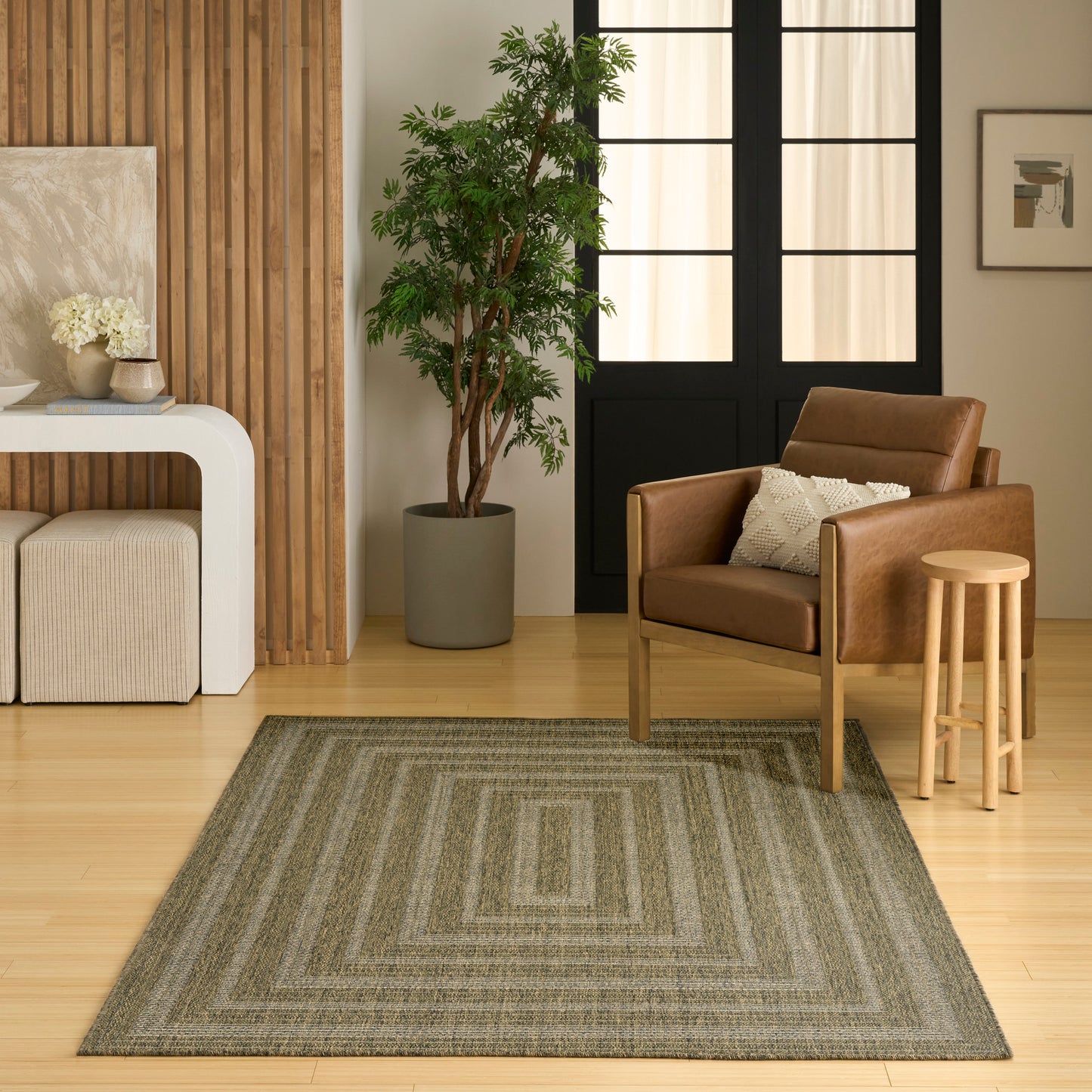 Nourison Tulum 4' x 6' Olive Outdoor Rug