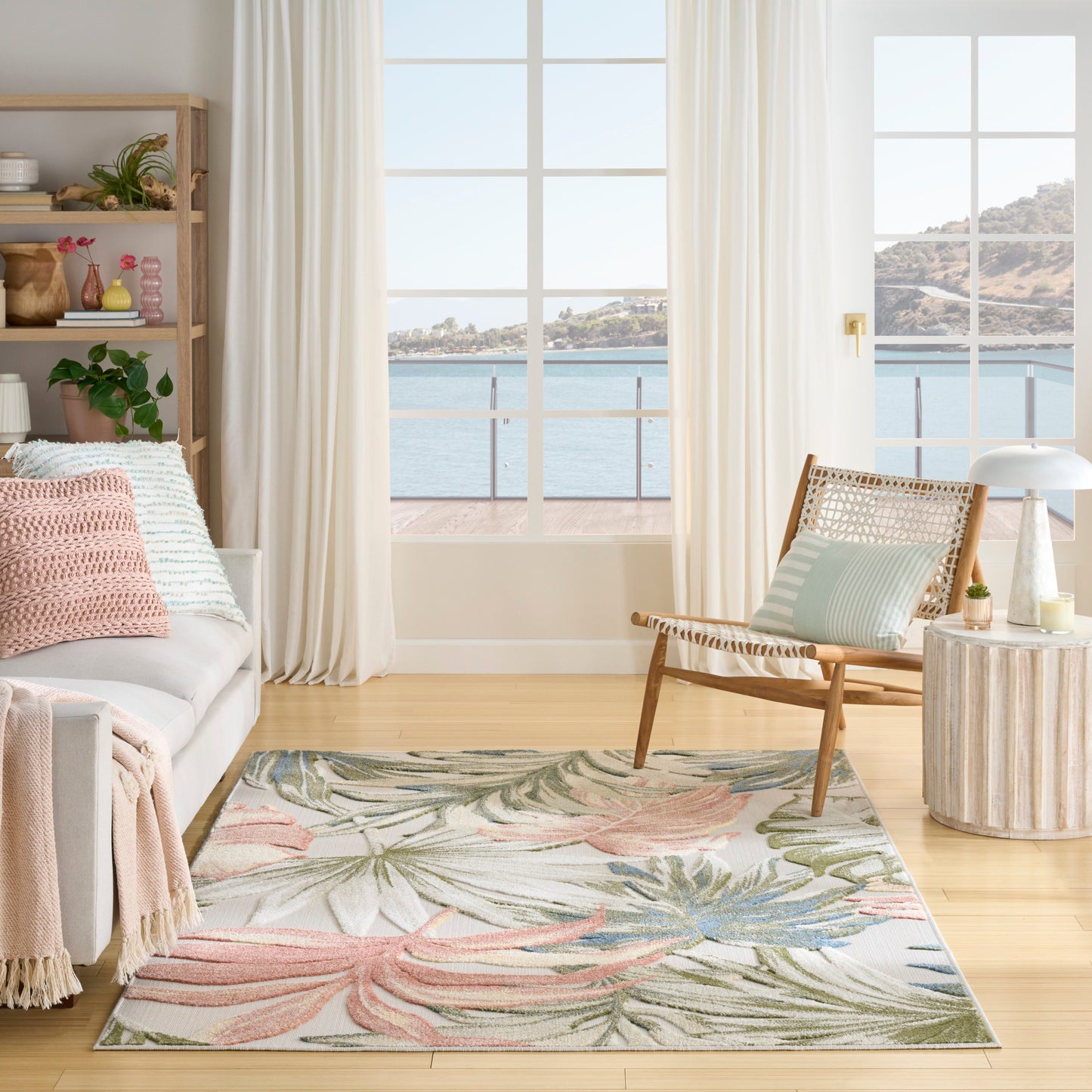 Nourison Aloha 5'3" x 7'5" Ivory Green Modern Rug