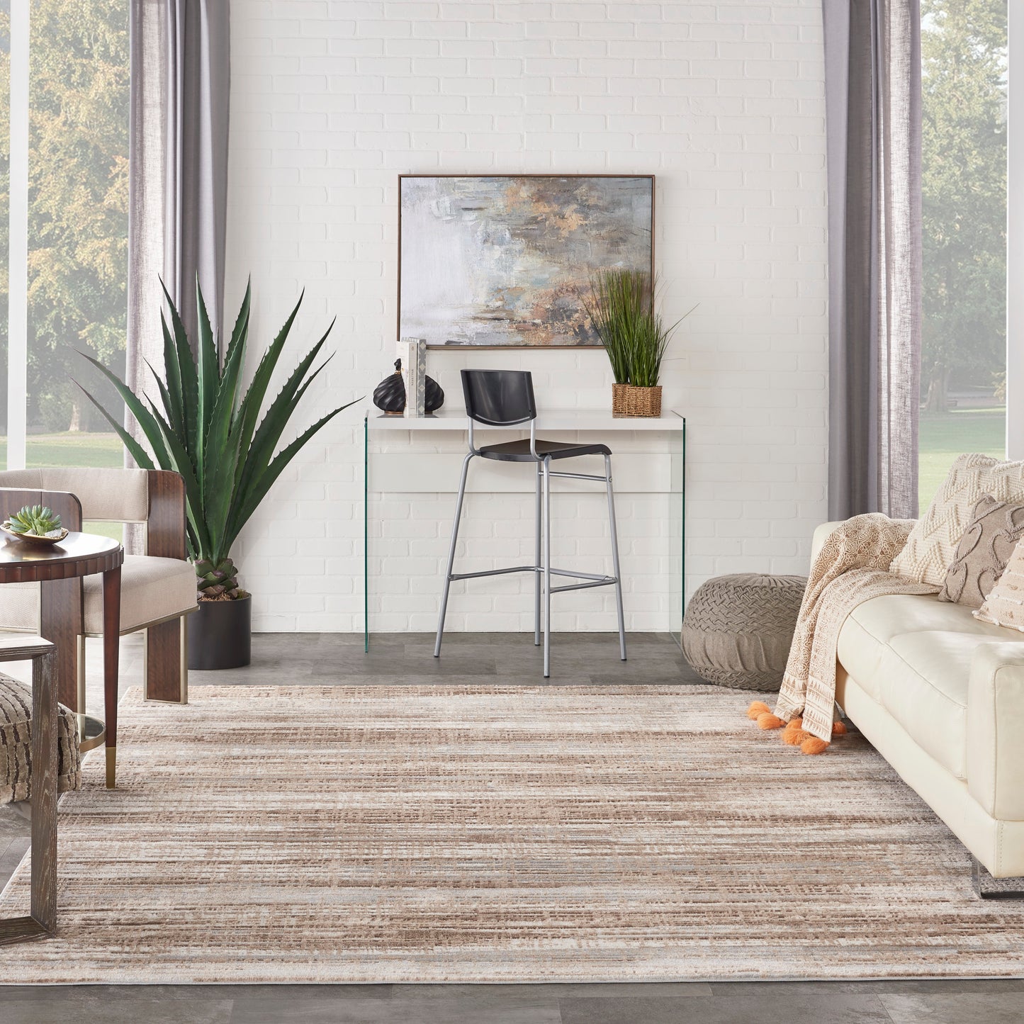 Nourison Elation 9' x 12' Ivory Grey Modern Indoor Rug