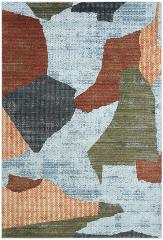 Nourison Nordic 4' x 6' Blue Multicolor Modern Indoor Rug