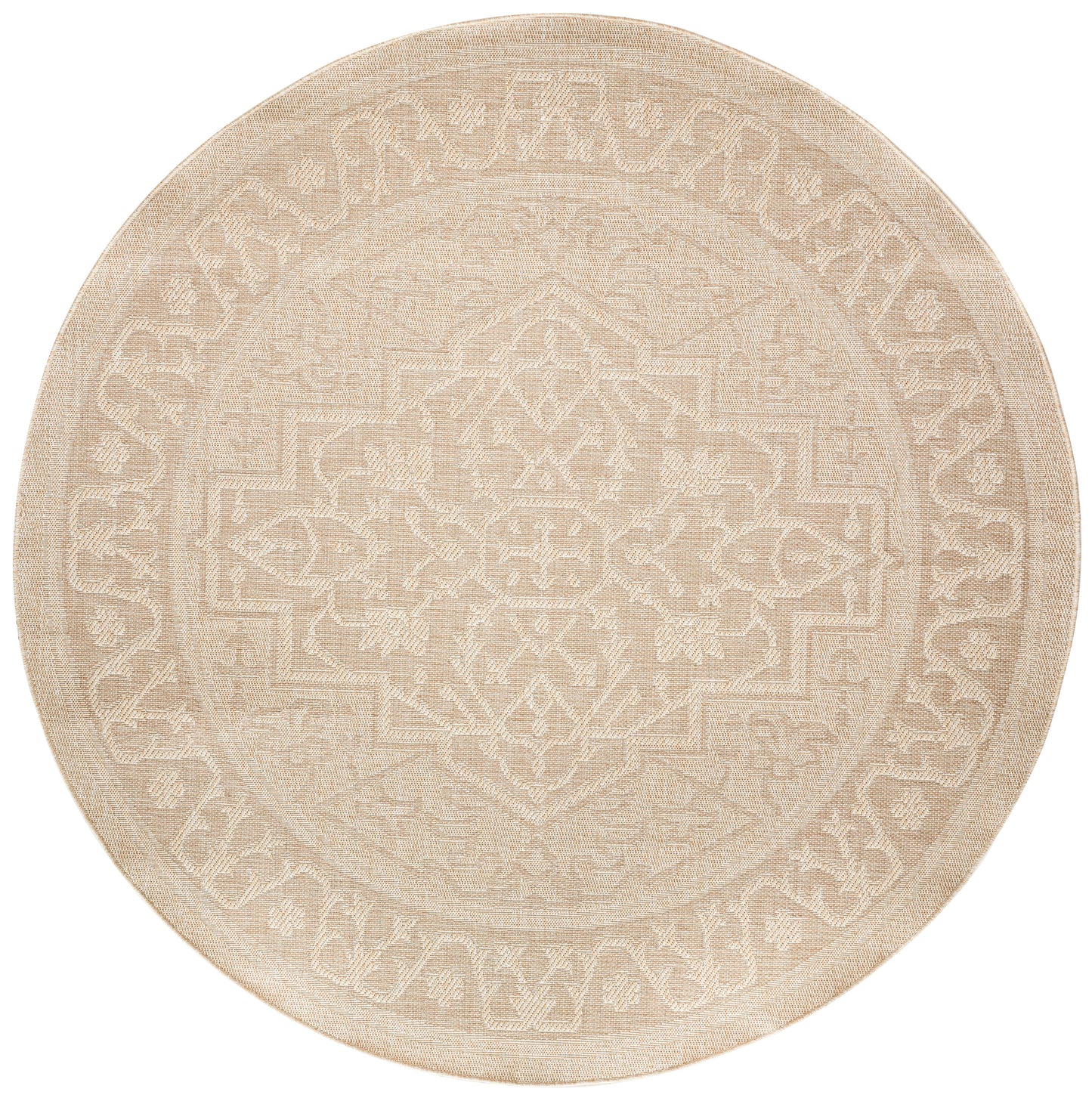 Nourison Tulum 8' x Round Cream Outdoor Rug