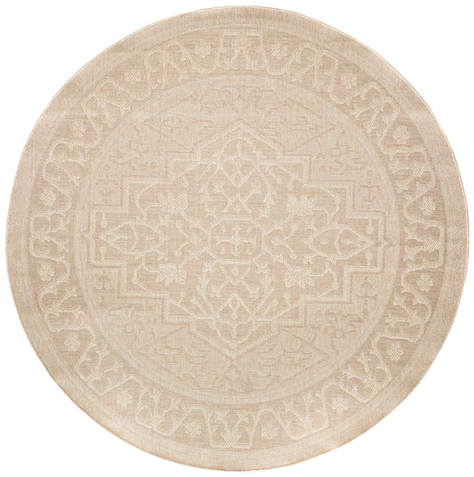 Nourison Tulum 8' x Round Cream Outdoor Rug