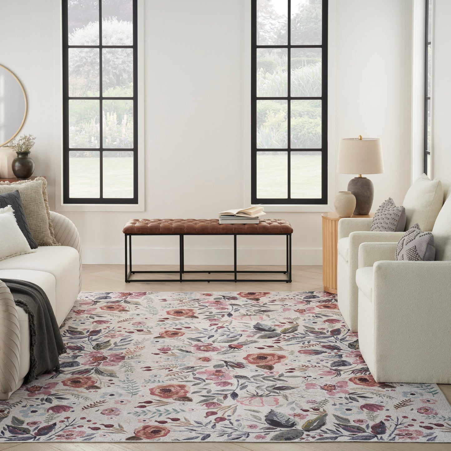 Nourison Nourison Washables 9'2" x 12' Ivory Pink Vintage Indoor Rug
