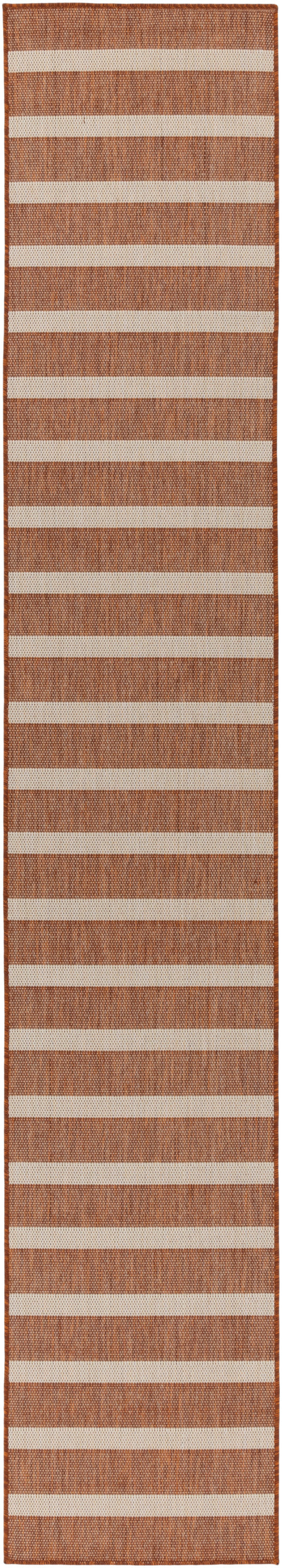 Nourison Positano 2'2" x 12' Terracotta Ivory Modern Rug