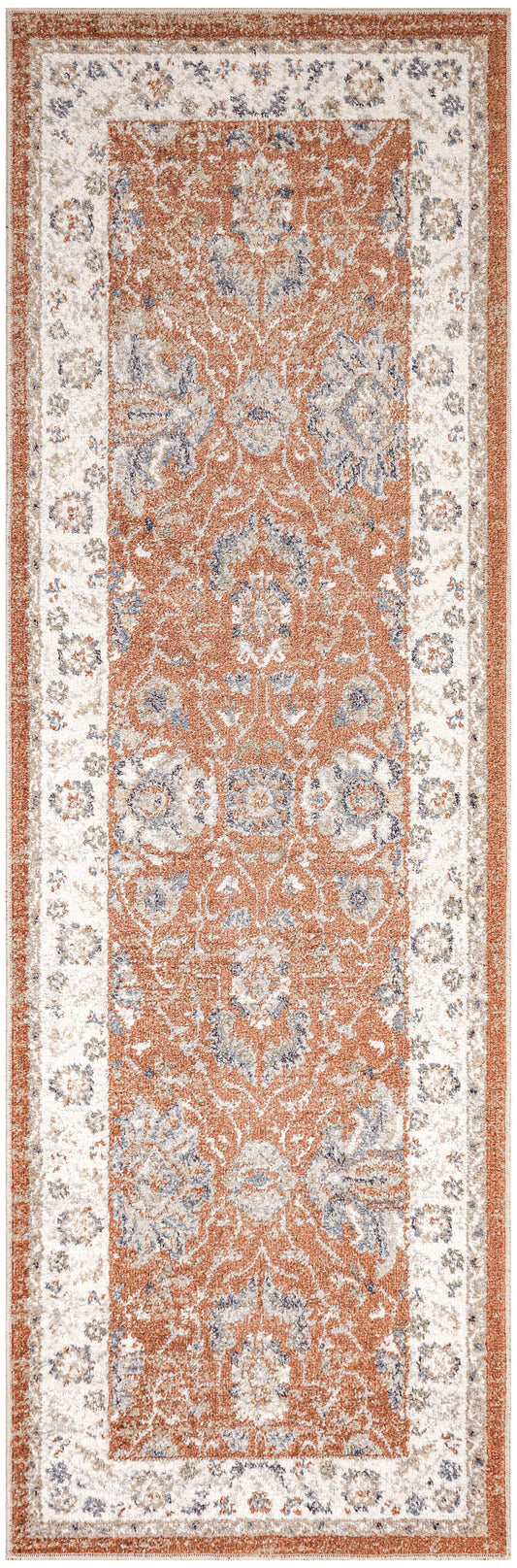 Nourison Astra Machine Washable 2'2" x 8' Rust Ivory Vintage Indoor Rug