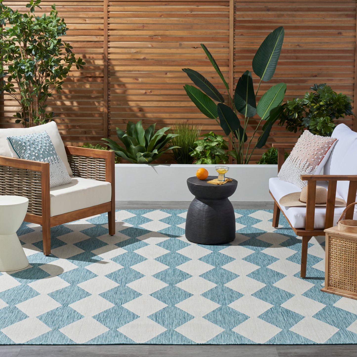 Nourison Positano 10' x 14' Aqua Modern Rug
