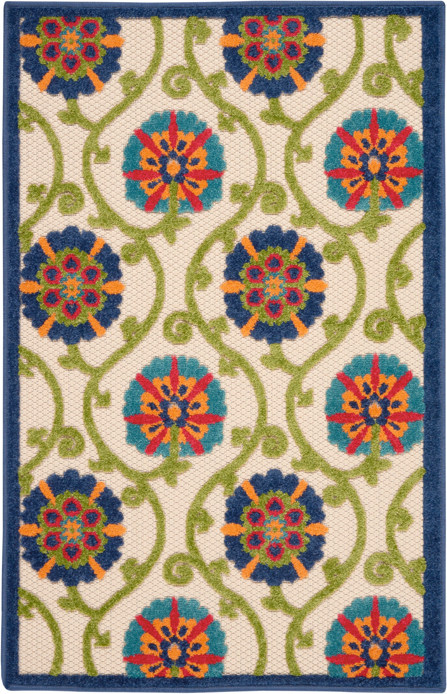 Nourison Aloha 2'8" x 4' Blue Multicolor Contemporary Rug