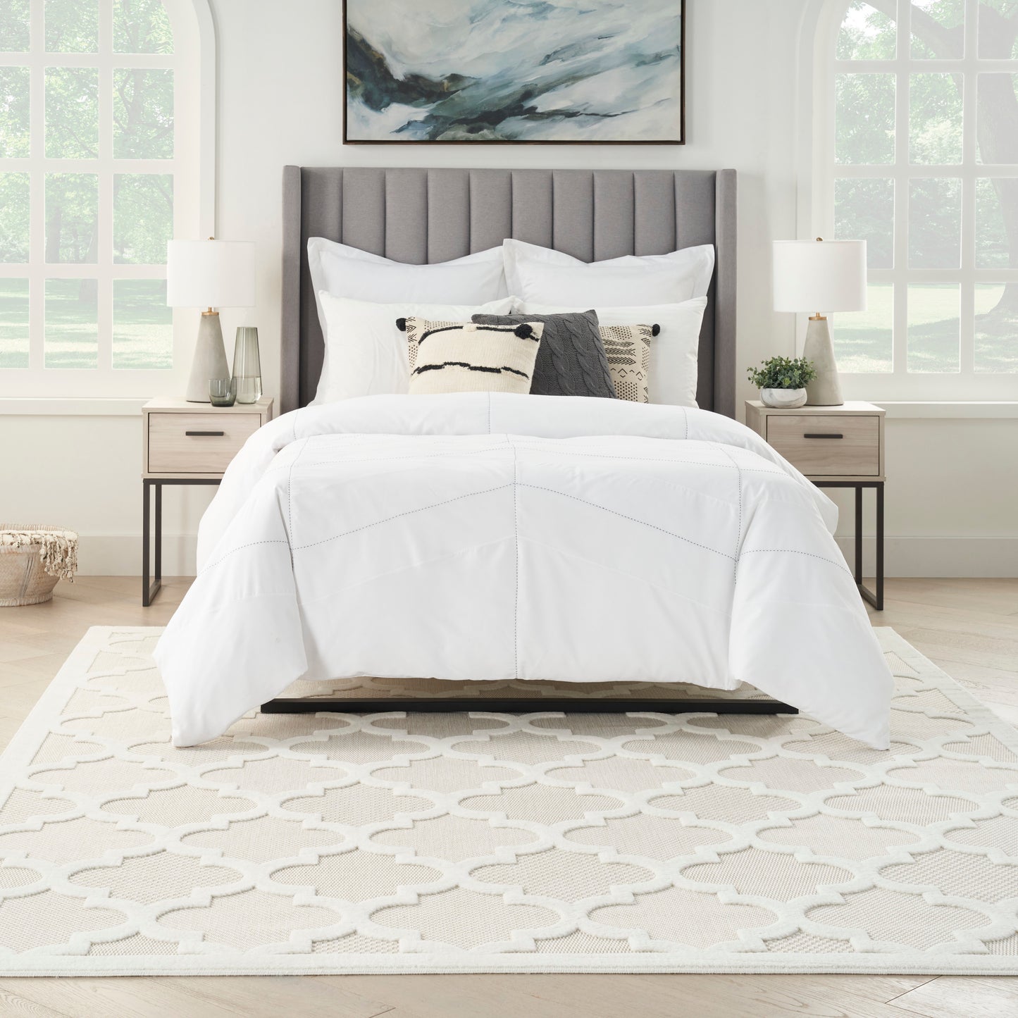 Nourison Easy Care 9' x 12' Ivory White Modern Rug