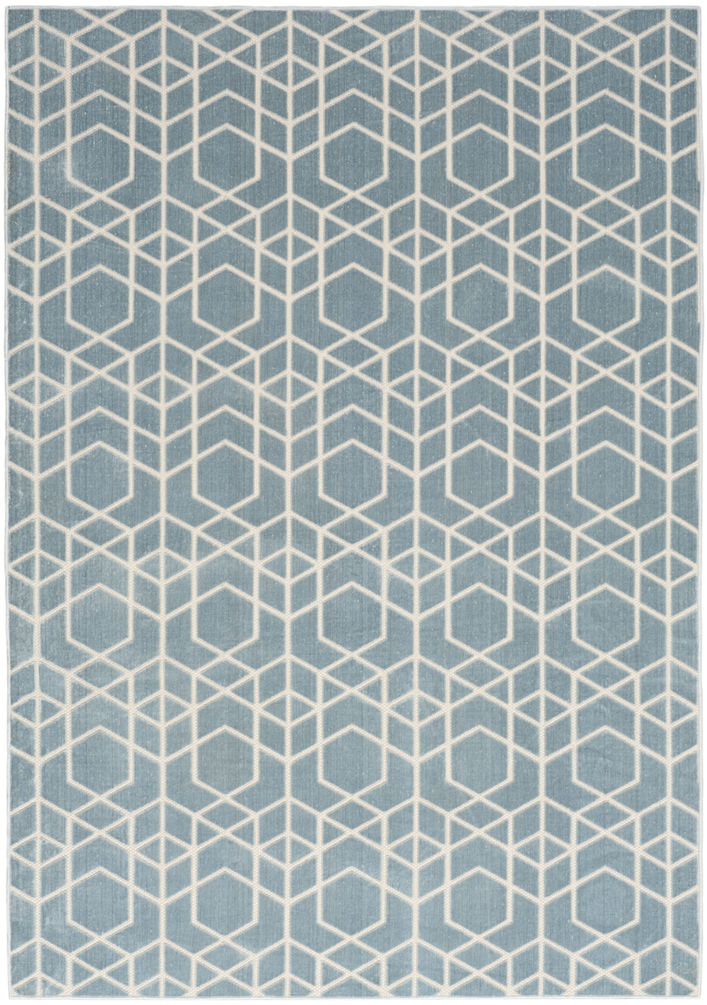 Nourison Washable Charm 5' x 7' Blue Ivory Modern Indoor Rug
