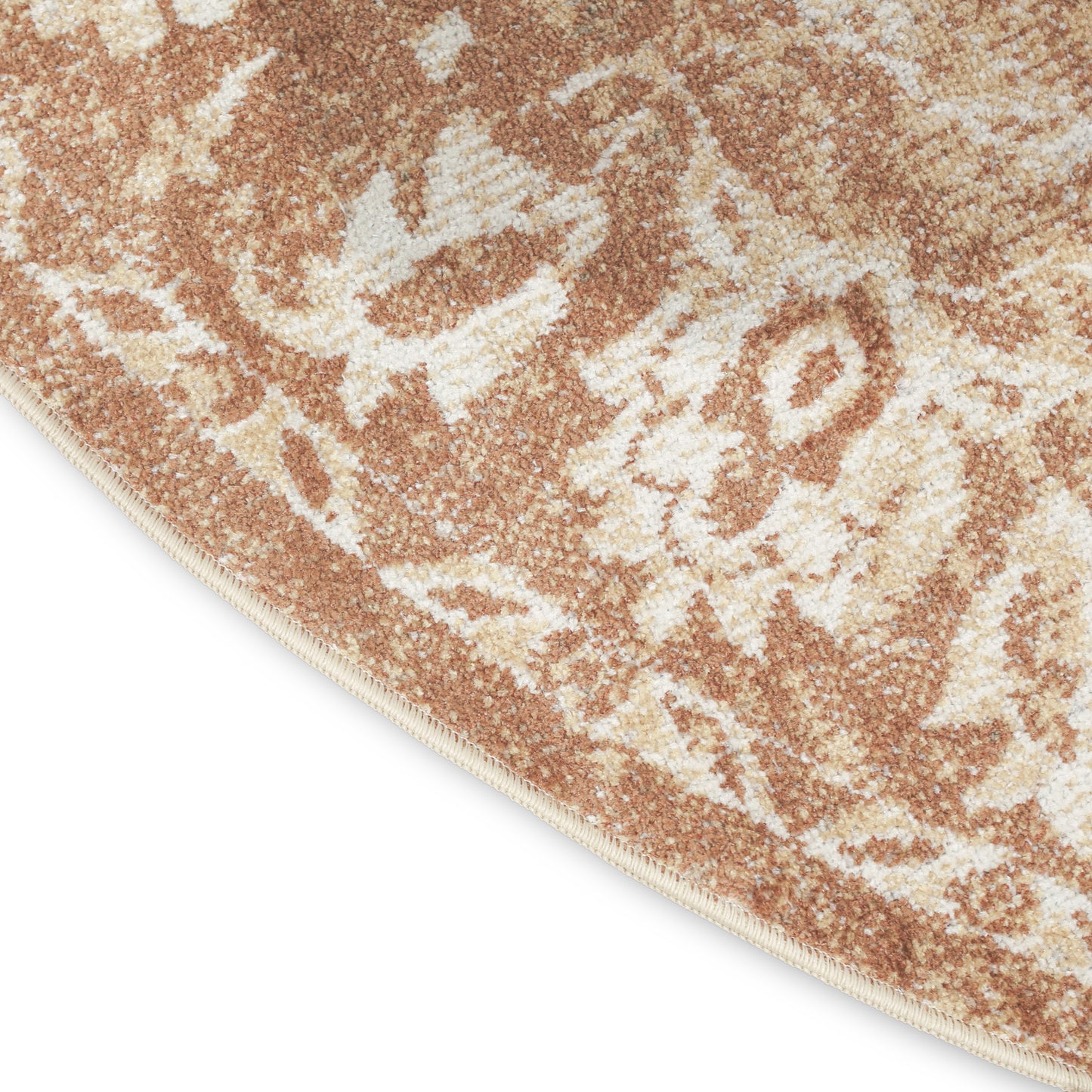 Nourison Astra Machine Washable 5'3" x Round Rust Vintage Indoor Rug