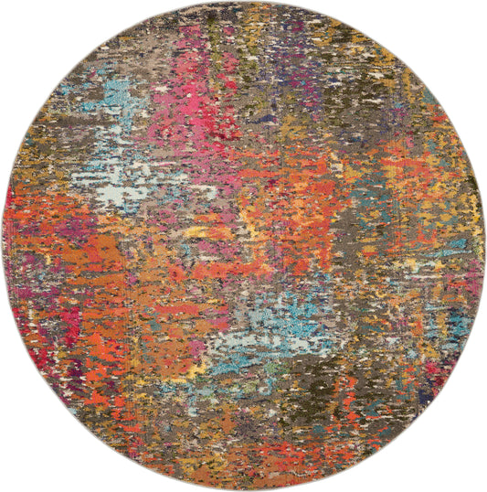 Nourison Celestial 7’10” x Round Sunset Modern & Contemporary Indoor Rug
