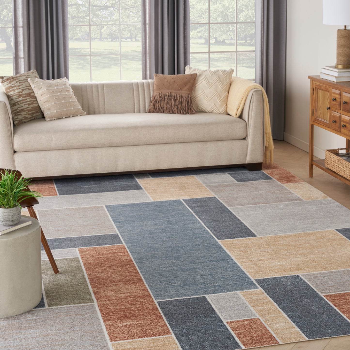 Nourison Astra Machine Washable 9' x 12' Multicolor Contemporary Indoor Rug