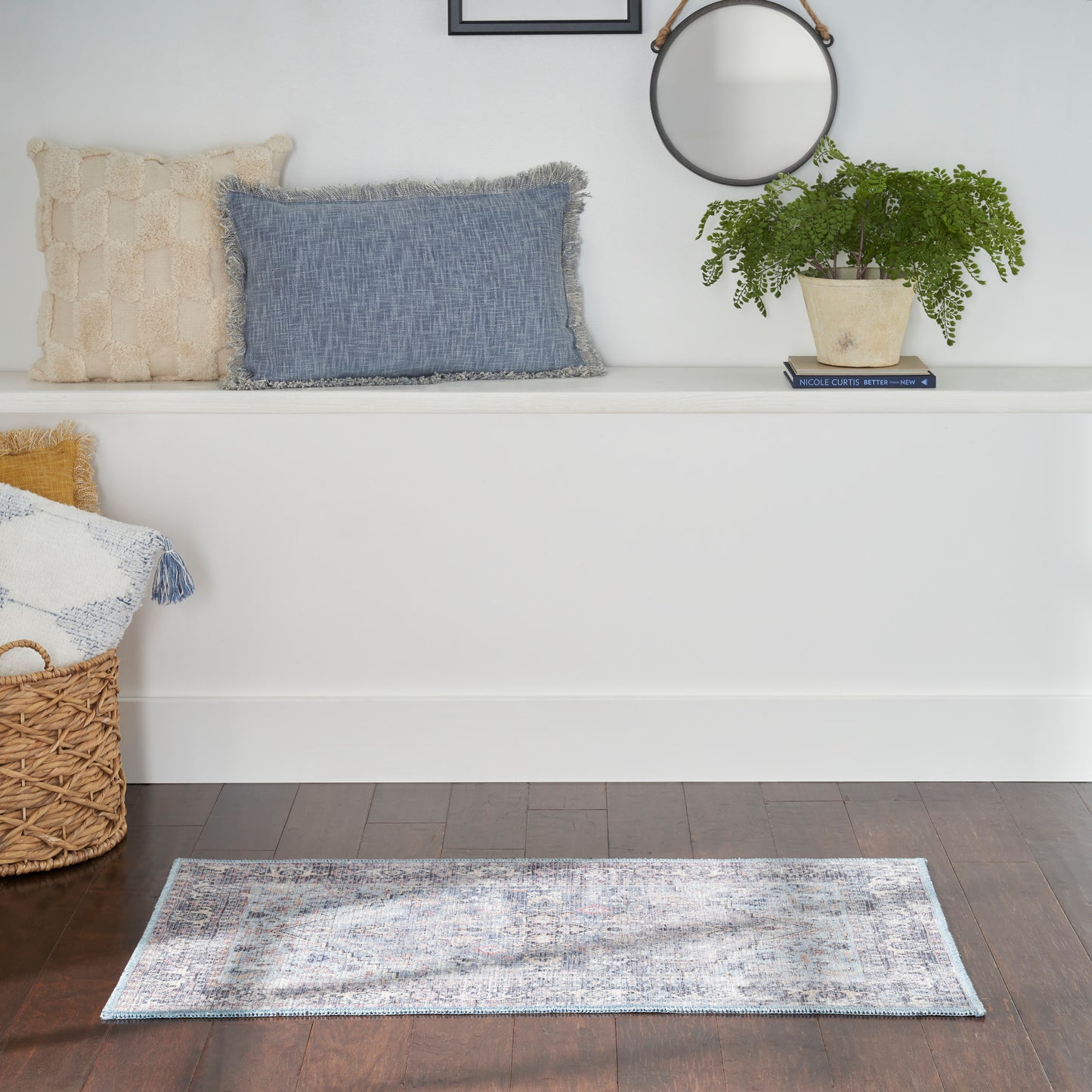 Nourison New Concept Washables 2' x 3'9" Light Grey Blue Vintage Indoor Rug