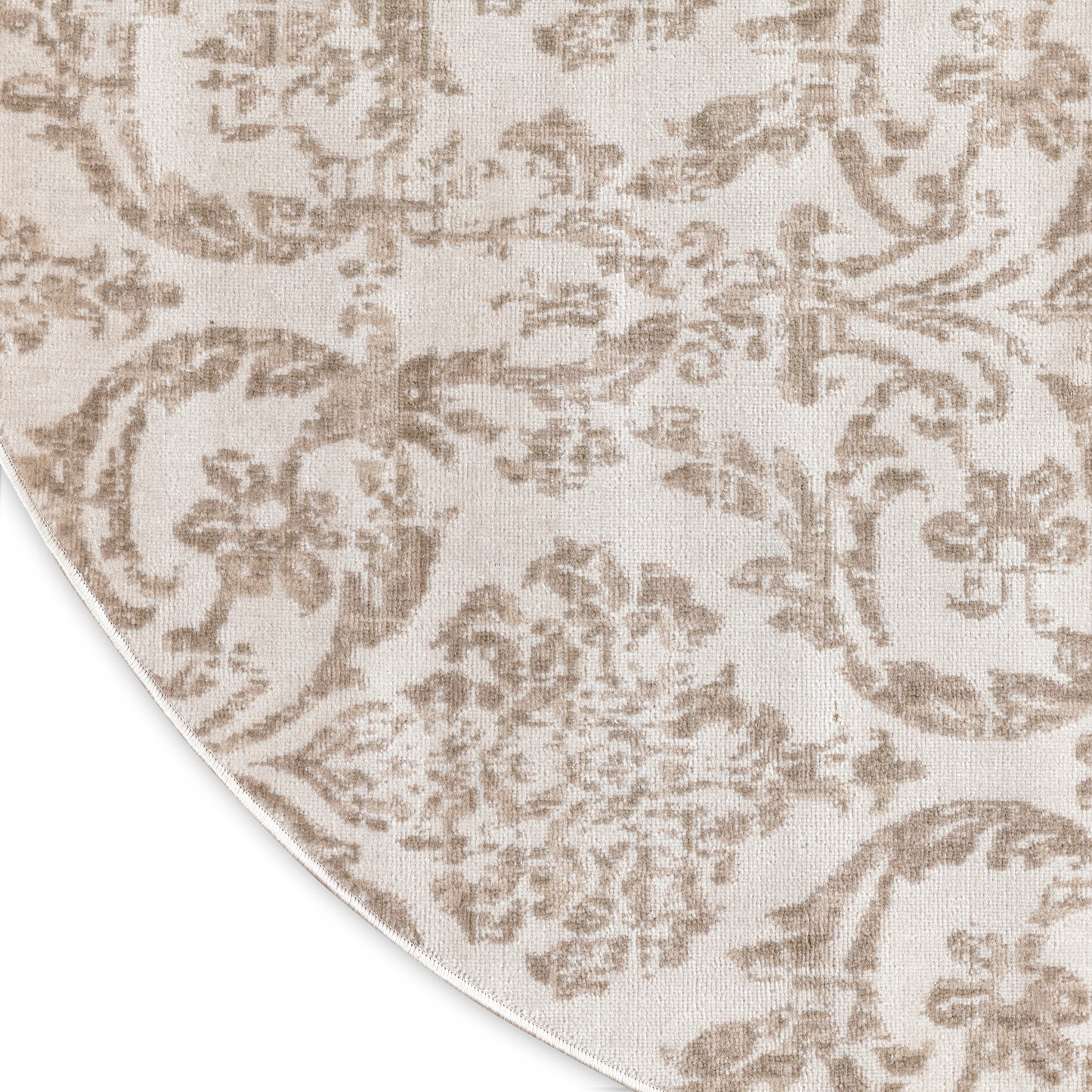 Nourison Jubilant 5'3" x Round Ivory Beige Vintage Indoor Rug
