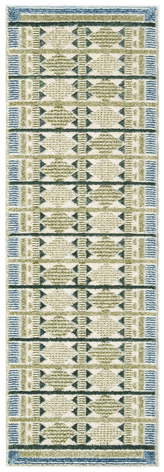 Nourison Nordic 2' x 6' Green Blue Modern Indoor Rug
