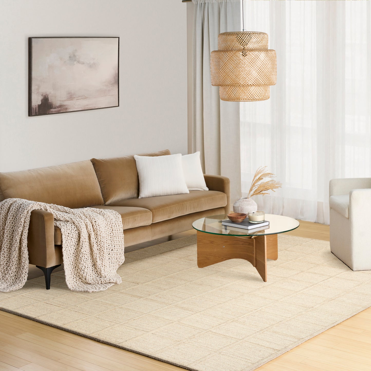 DKNY Pure Framework 9'6" x 13'6" Sand Modern Indoor Rug