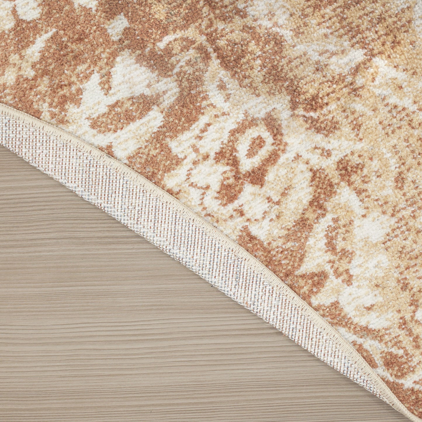 Nourison Astra Machine Washable 5'3" x Round Rust Vintage Indoor Rug