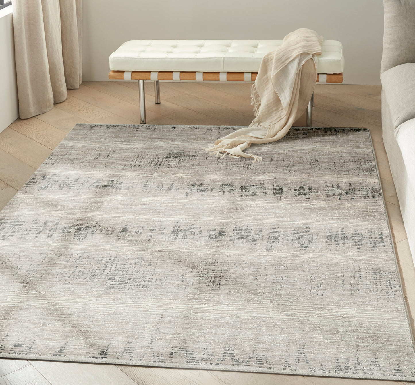 Calvin Klein CK079 Notes 3'11" x 5'11" Ivory Charcoal Modern Indoor Rug