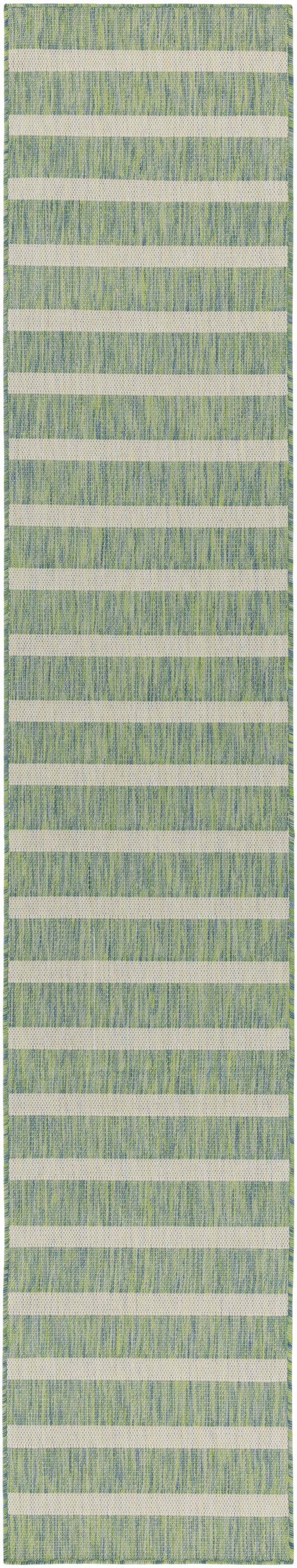 Nourison Positano 2'2" x 12' Blue Green Ivory Modern Rug