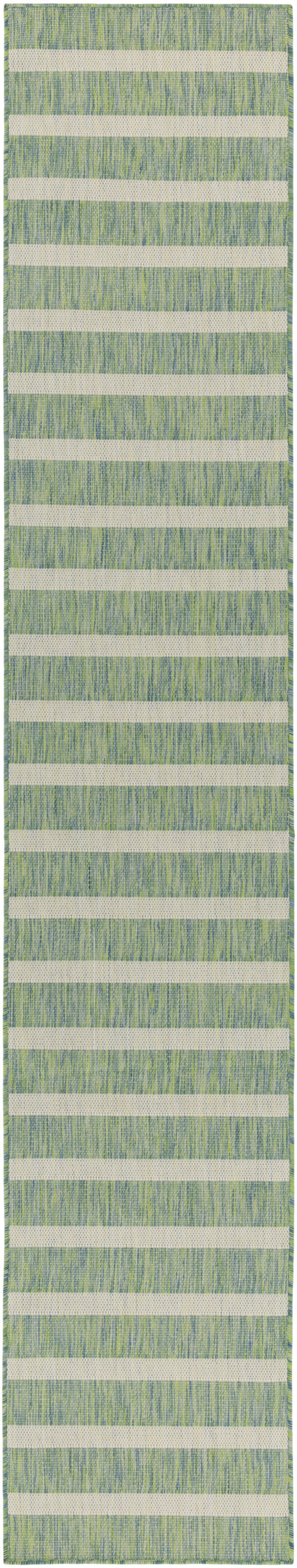 Nourison Positano 2'2" x 12' Blue Green Ivory Modern Rug