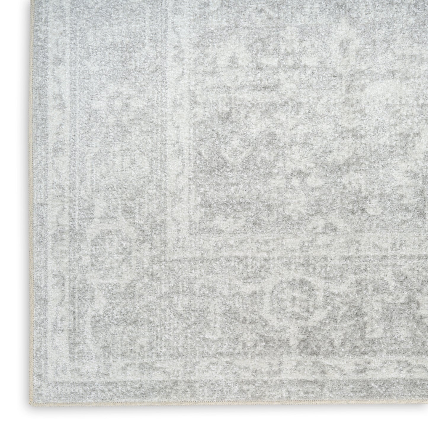 Nourison Astra Machine Washable 5'3" x 7' Light Grey Vintage Indoor Rug