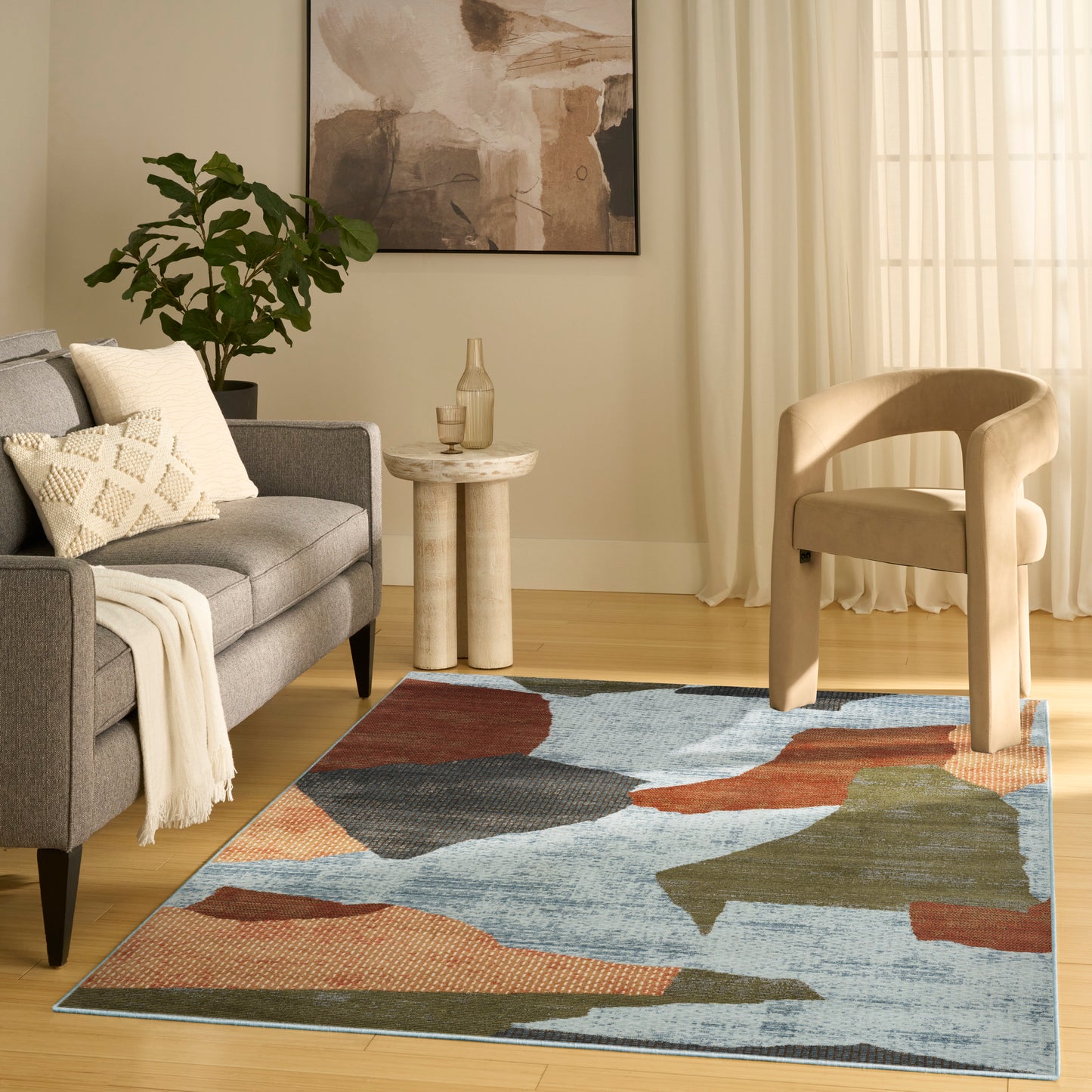 Nourison Nordic 4' x 6' Blue Multicolor Modern Indoor Rug