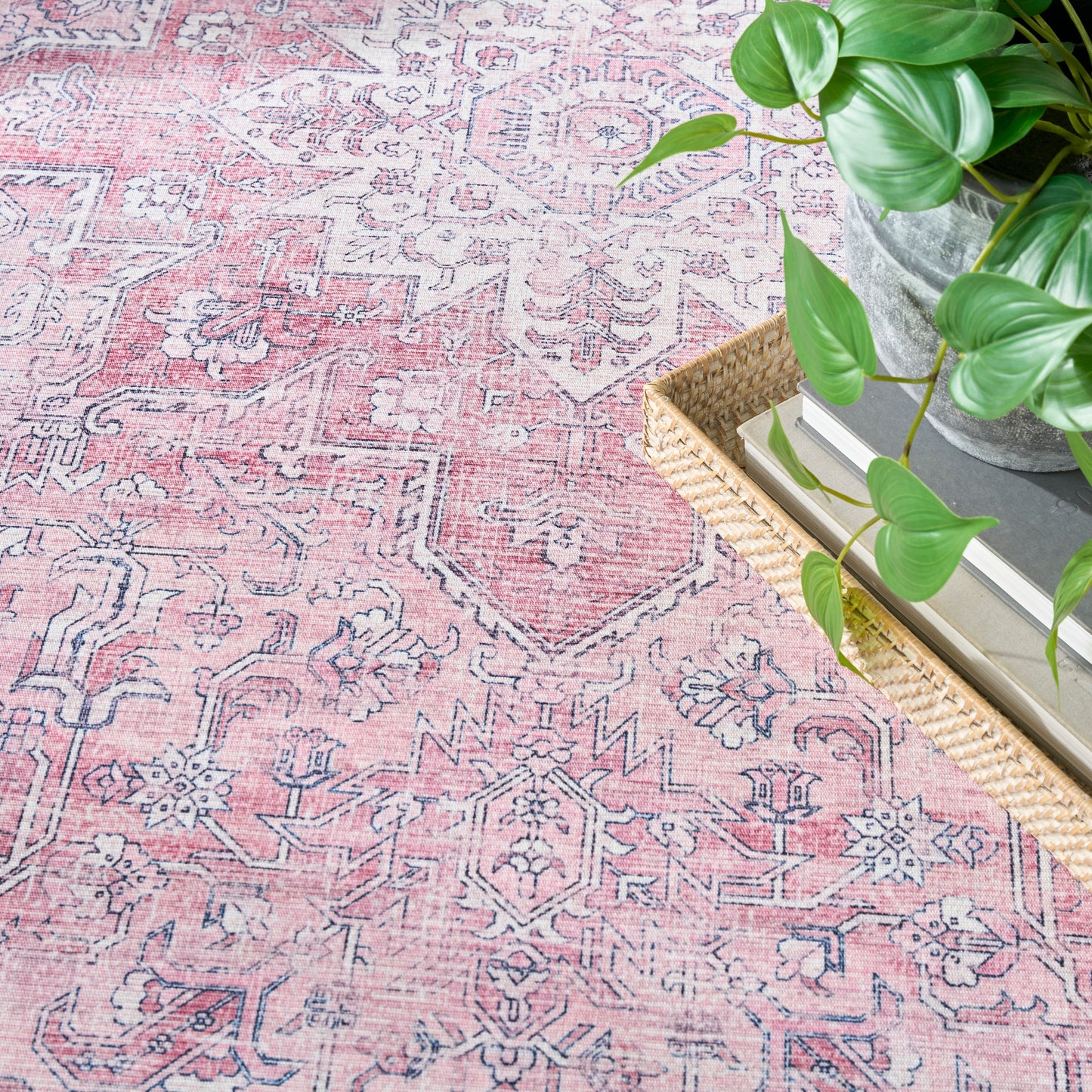 Nourison Nourison Washables 9'2" x 12' Pink Vintage Indoor Rug