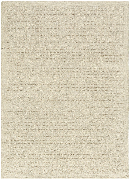 DKNY Pure Grids 5'3" x 7'3" Ivory Beige Contemporary Indoor Rug
