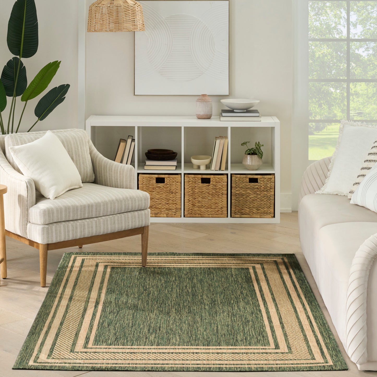 Nourison Horizon Indoor/Outdoor 4' x 6' Green Modern Rug