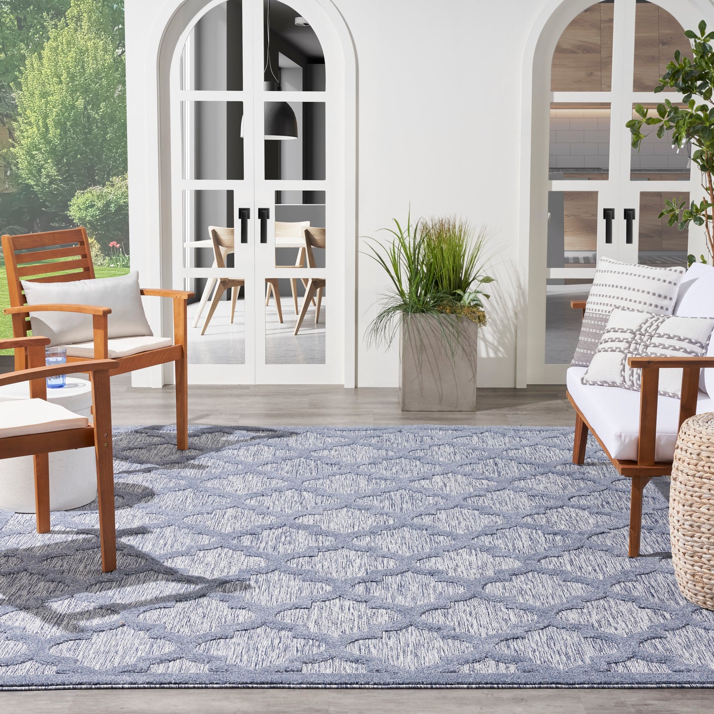 Nourison Easy Care 9' x 12' Denim Blue Modern Rug