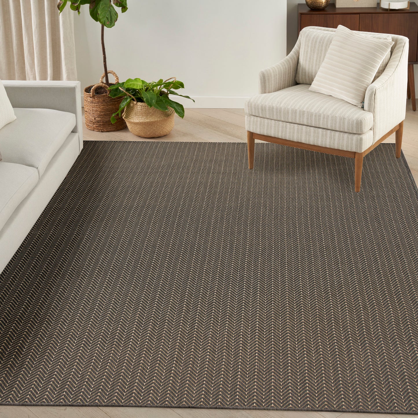 Nourison Horizon Indoor/Outdoor 9' x 12' Charcoal Modern Rug