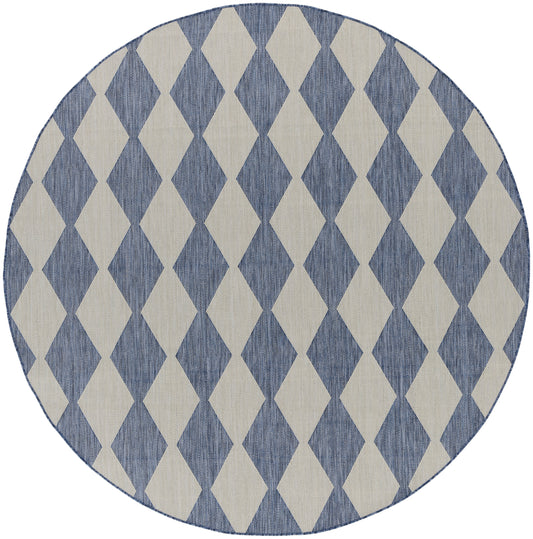 Nourison Positano 8' x Round Navy Blue Modern Rug