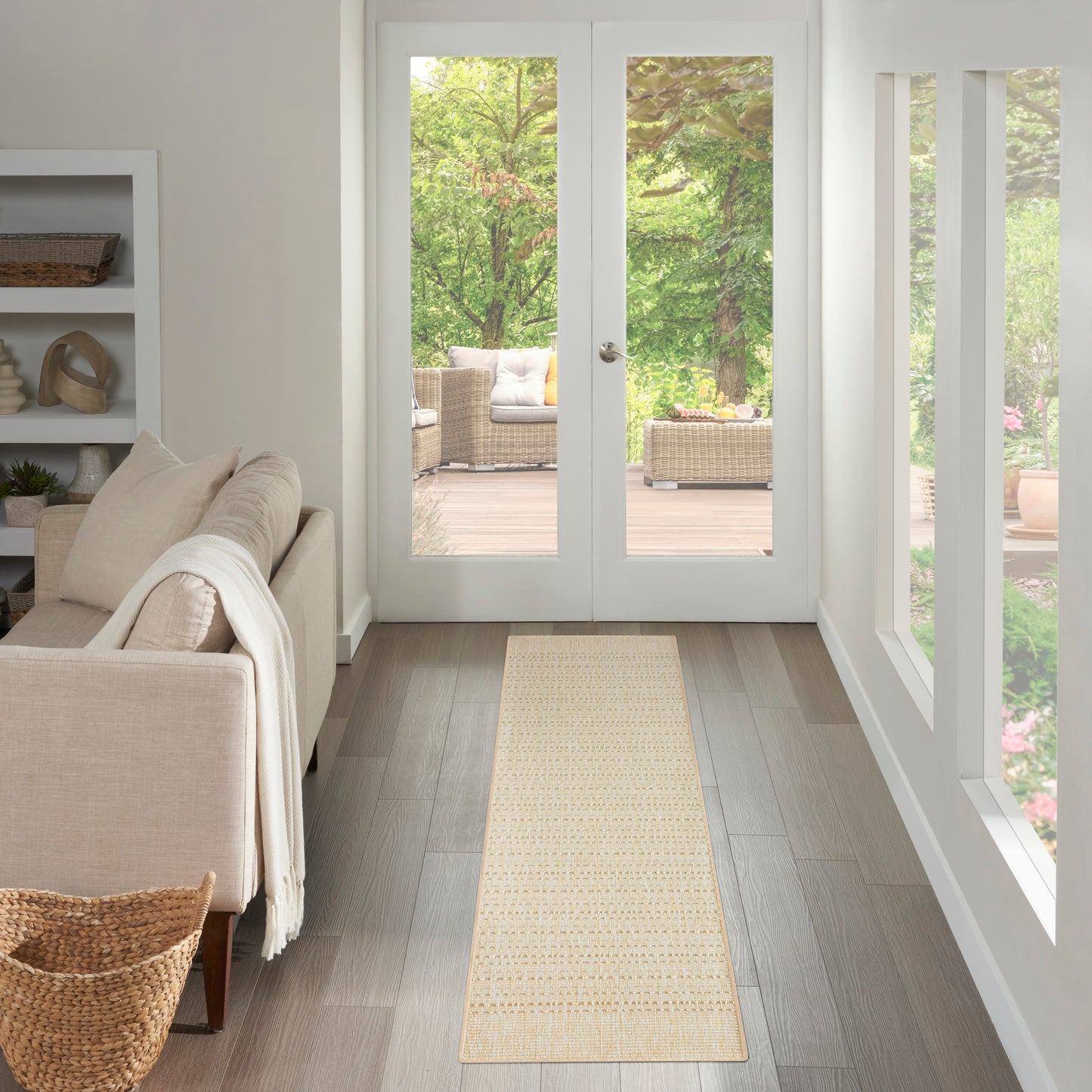 Nourison Tulum 2' x 6' Cream Outdoor Rug